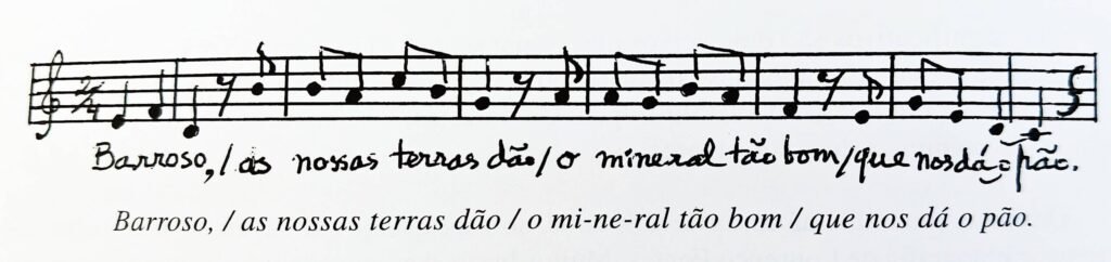 Excerto de cantiga do volfrâmio: "Barroso, as nossas terras dão"